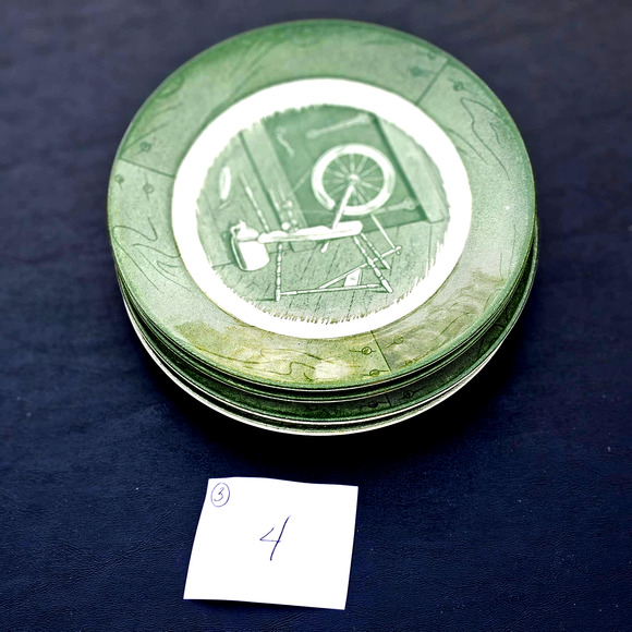 Vintage Colonial Homestead Green Saucers/ Plates 6 in. Set‎ of 4 - Picture 1 of 4